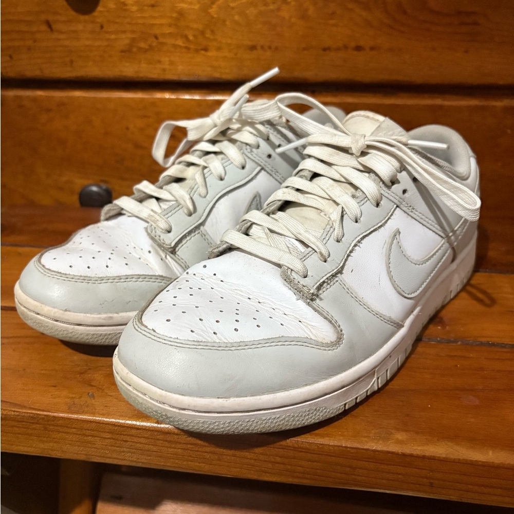 Nike White and Light Gray Low-Top Sneakers
